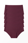 5'li Lazer Kesim Dikişsiz Kadın Külot - Bordo