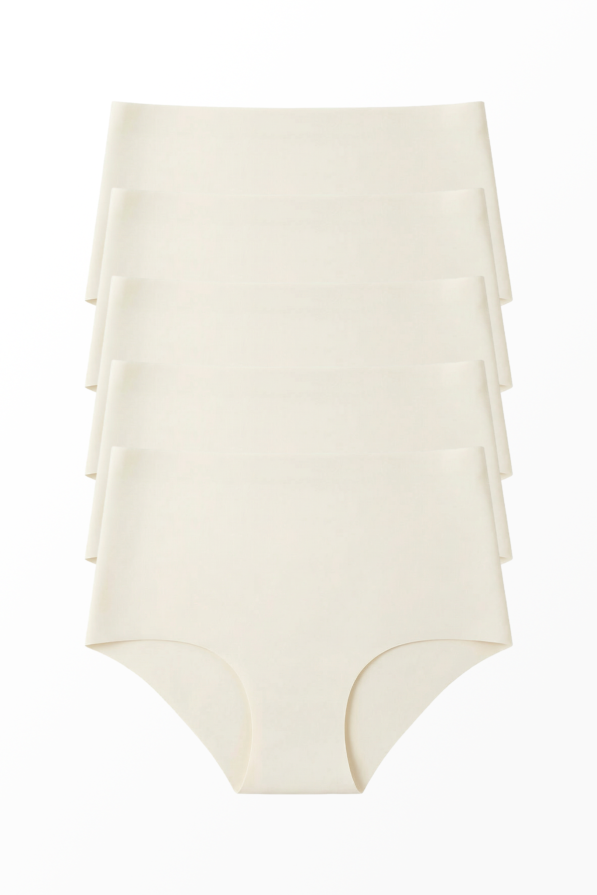 5'li Lazer Kesim Dikişsiz Kadın Külot Seti - Ekru