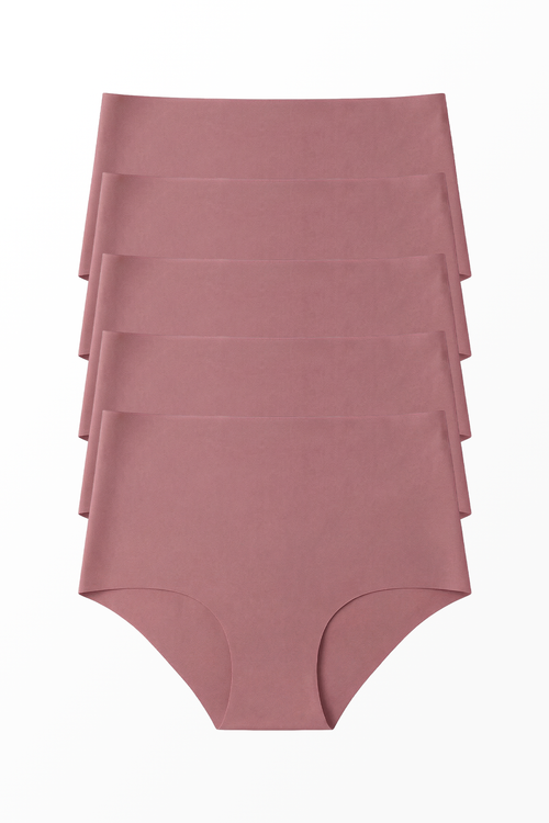 5'li Lazer Kesim Dikişsiz Kadın Külot - Gül Kurusu