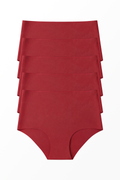 5'li Lazer Kesim Dikişsiz Kadın Külot - Kırmızı