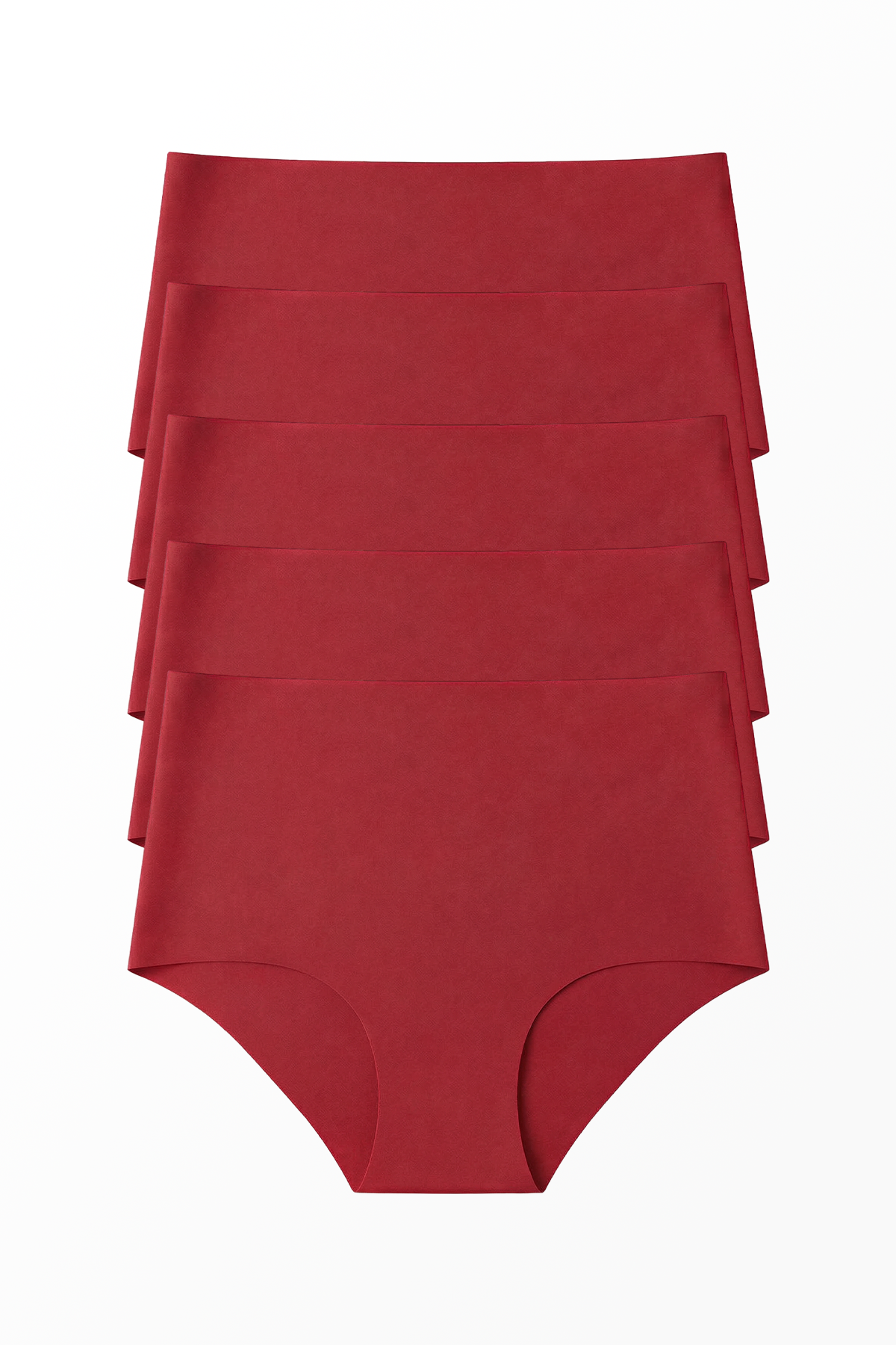 5'li Lazer Kesim Dikişsiz Kadın Külot - Kırmızı